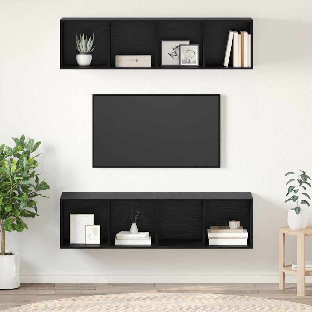 TV spintelių komplektas 2 pcs juoda ąžuolo 37 x 37 x 142.5 cm
