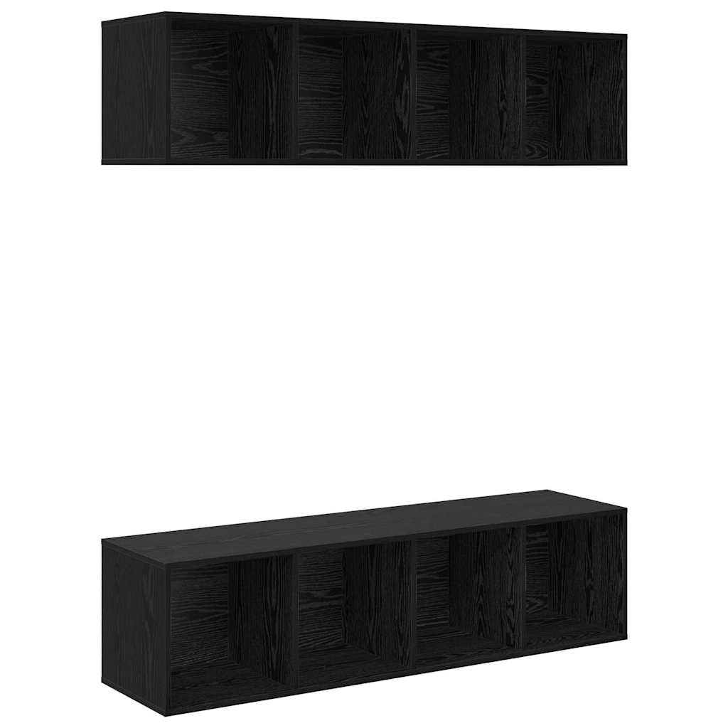 TV spintelių komplektas 2 pcs juoda ąžuolo 37 x 37 x 142.5 cm