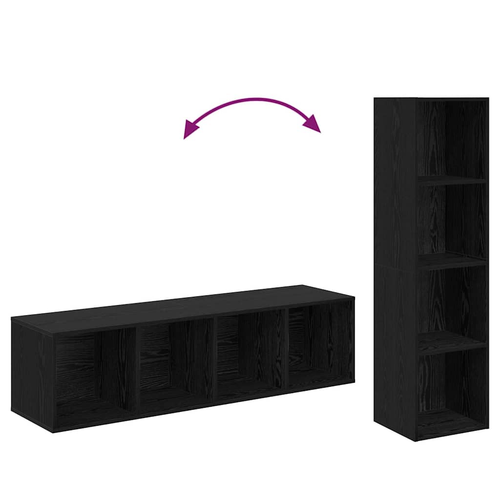 TV spintelių komplektas 2 pcs juoda ąžuolo 37 x 37 x 142.5 cm
