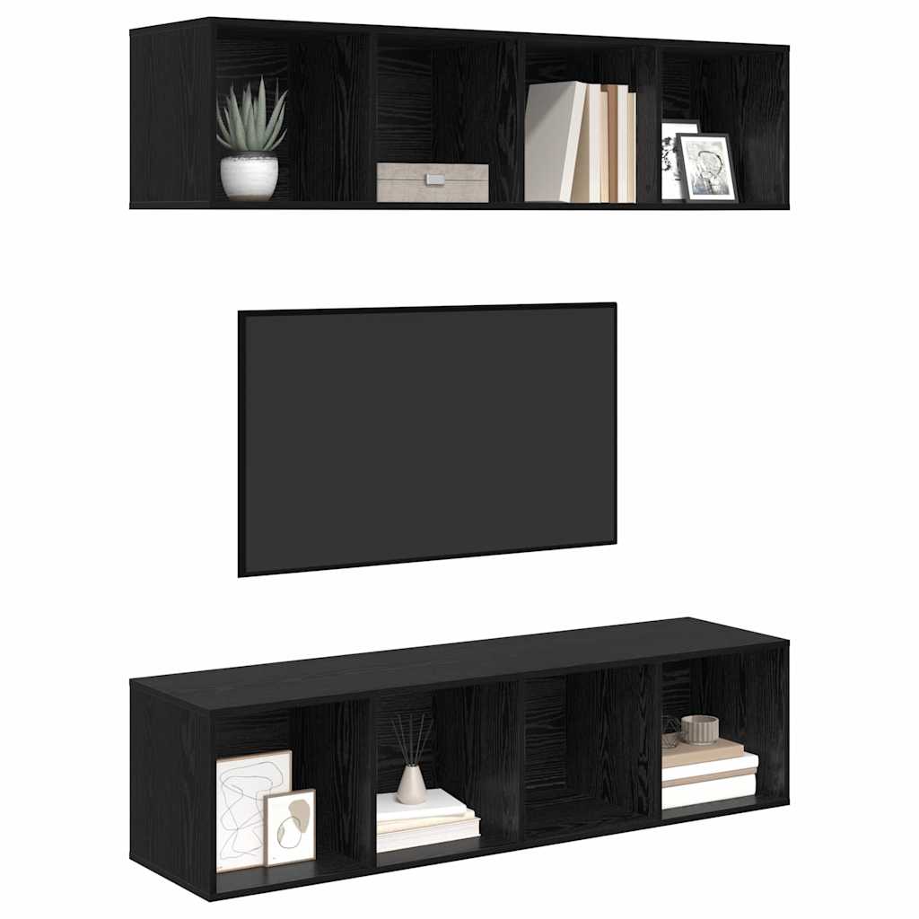 TV spintelių komplektas 2 pcs juoda ąžuolo 37 x 37 x 142.5 cm