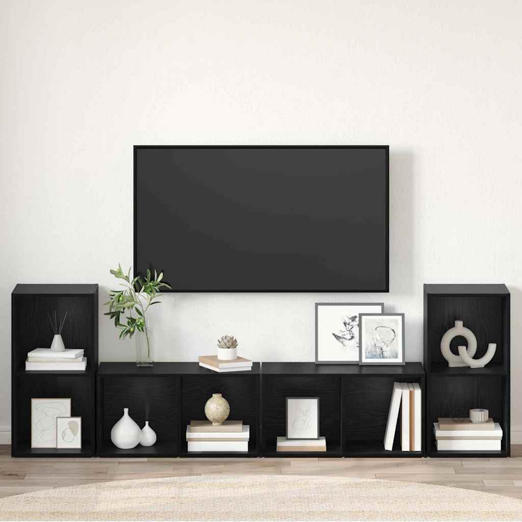 TV skapju komplekts 4 gab. Melns ozols 72 x 35 x 36,5 cm