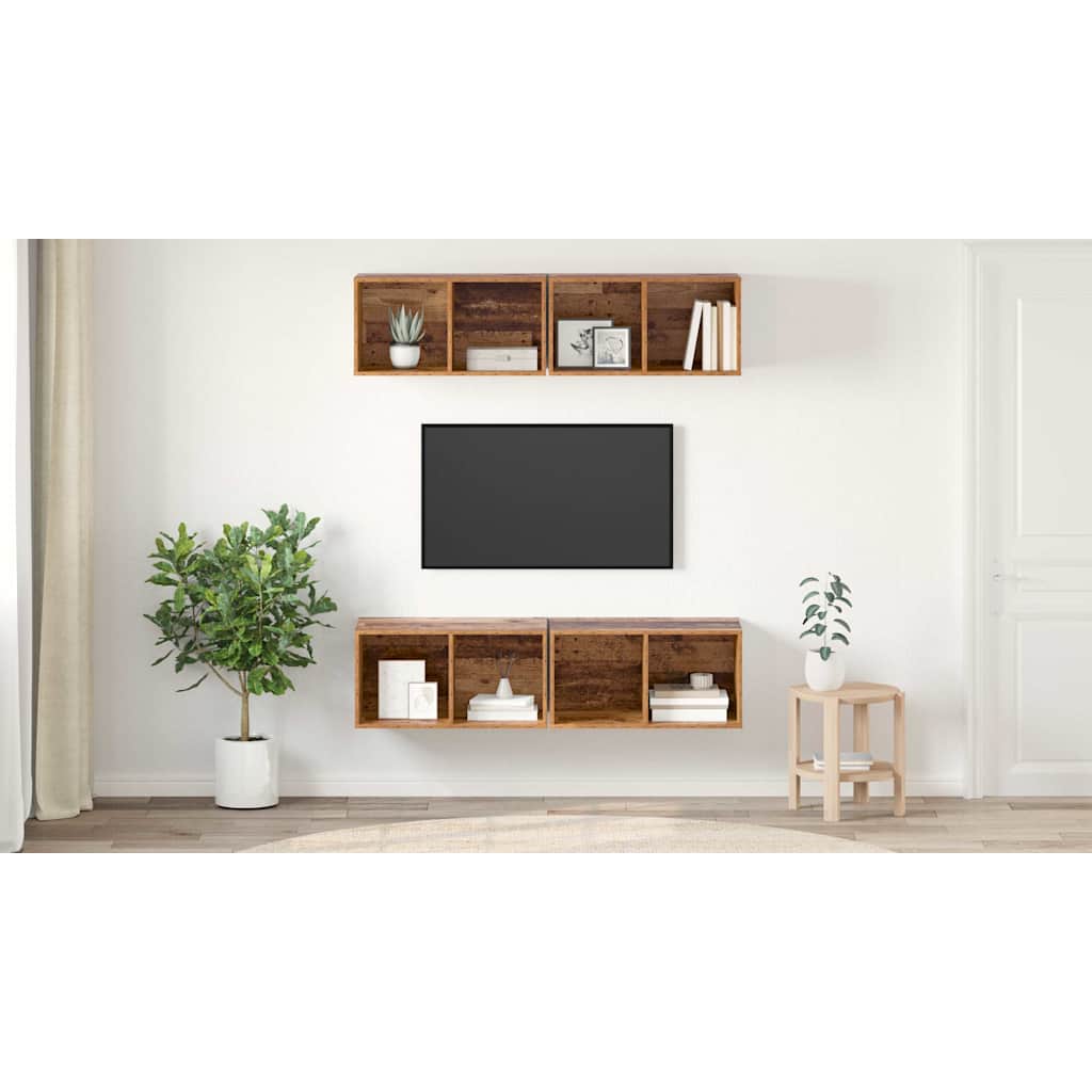 TV spintelių komplektas 4 pcs Senovinis medis 37 x 37 x 72 cm