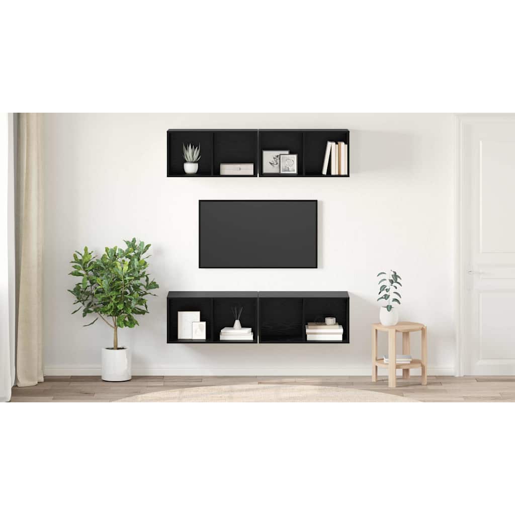 TV spintelių komplektas 4 pcs Juodas ąžuolas 37 x 37 x 72 cm