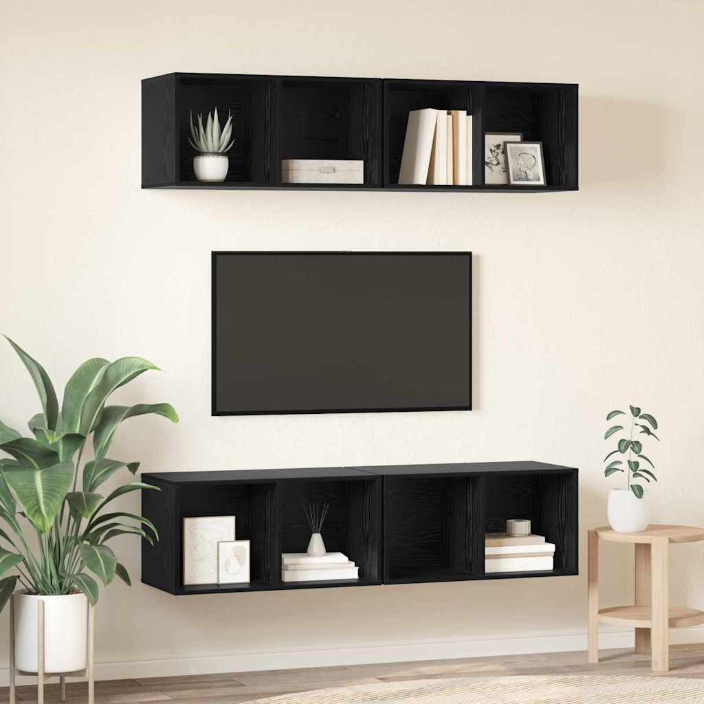 TV spintelių komplektas 4 pcs Juodas ąžuolas 37 x 37 x 72 cm