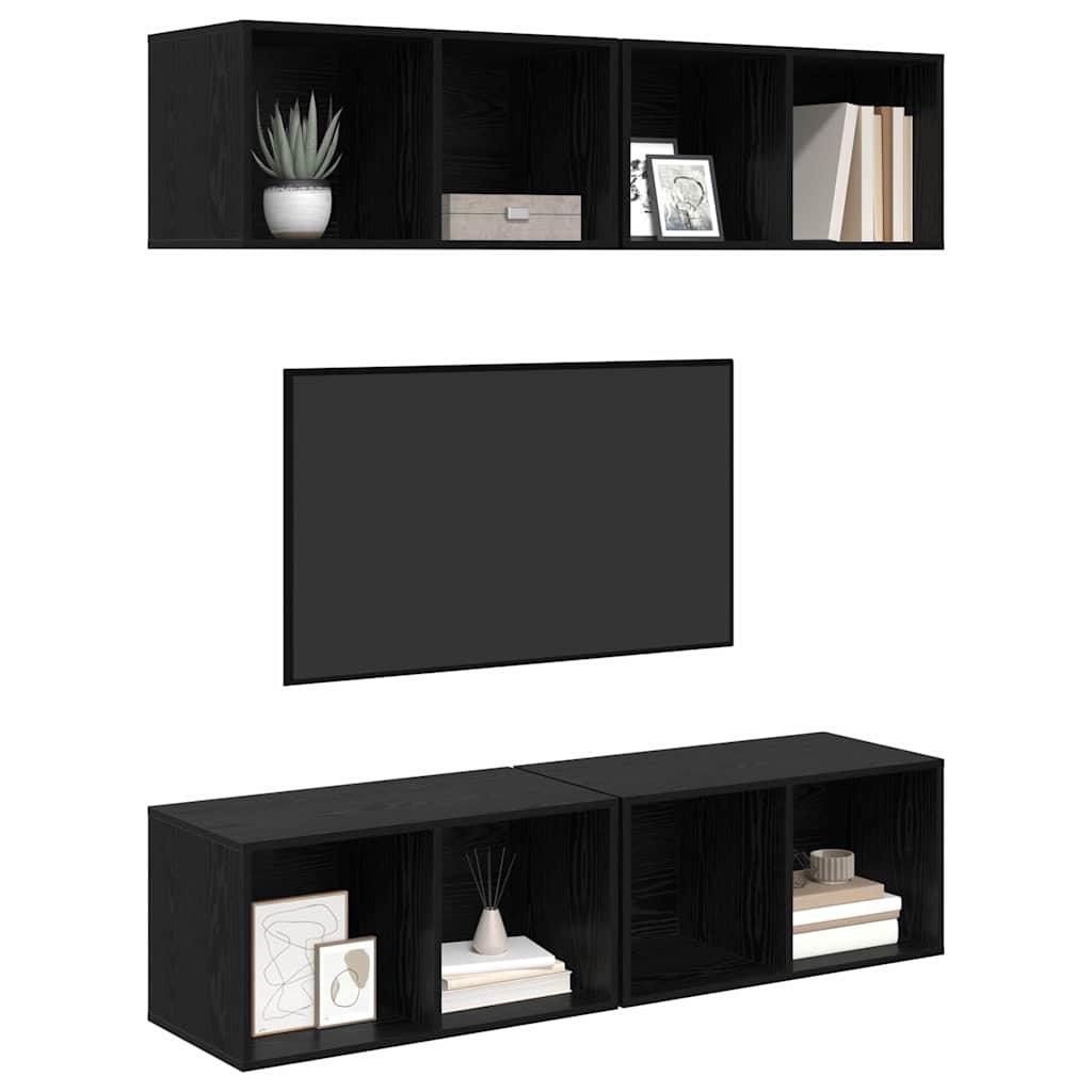 TV spintelių komplektas 4 pcs Juodas ąžuolas 37 x 37 x 72 cm