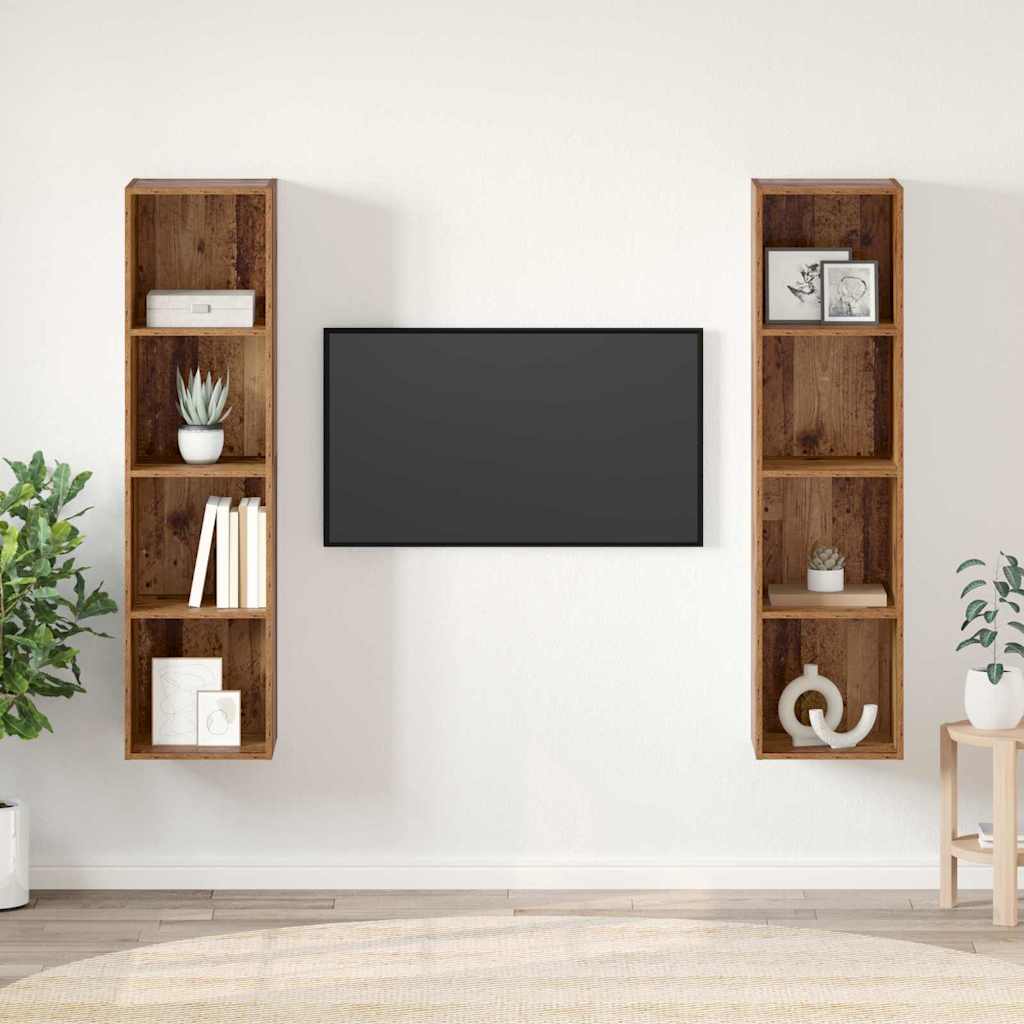 Televizora skapīšu komplekts 2 gab. Brūns 37 x 37 x 142.5 cm