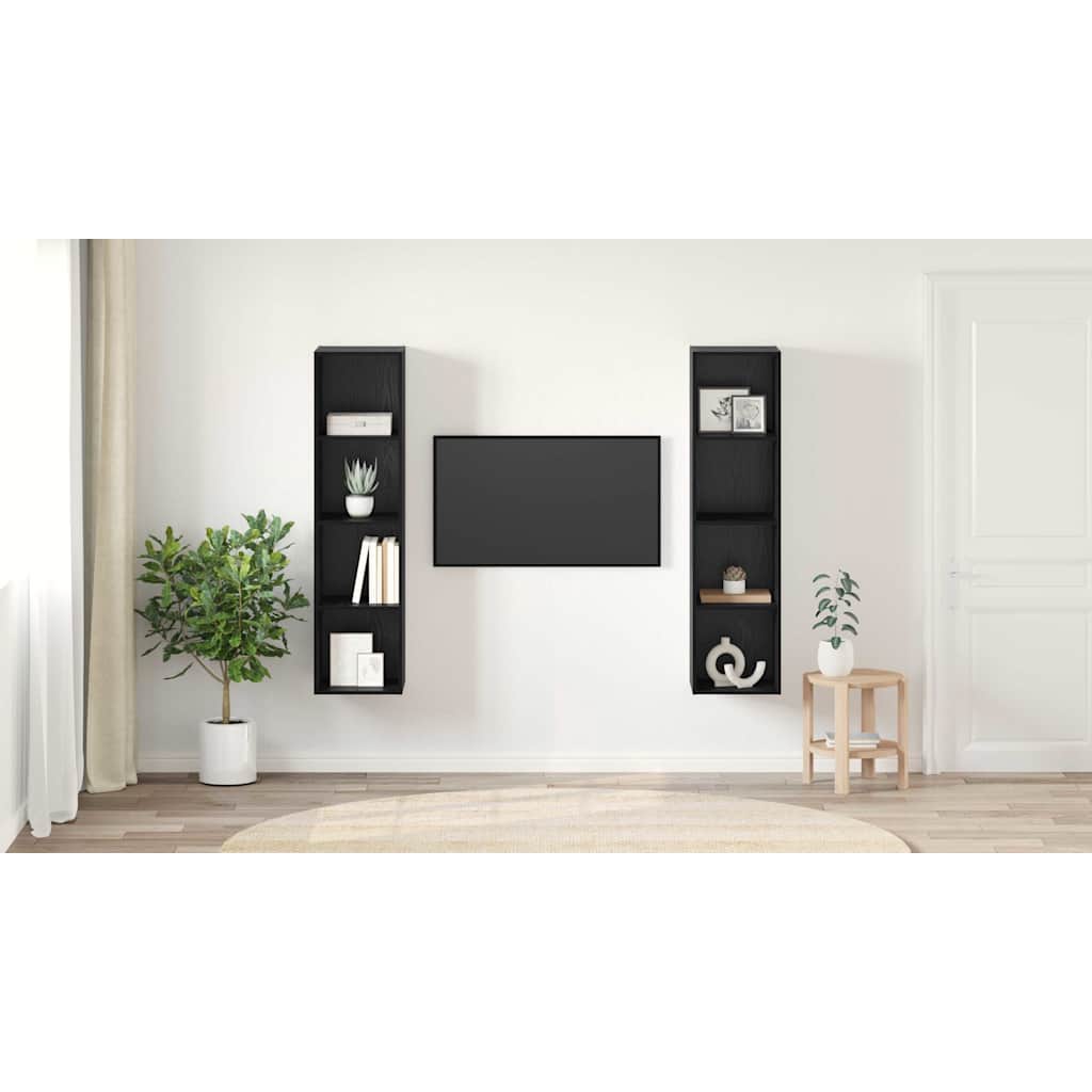 TV spintelių komplektas 2 pcs Juoda 37 x 37 x 142.5 cm