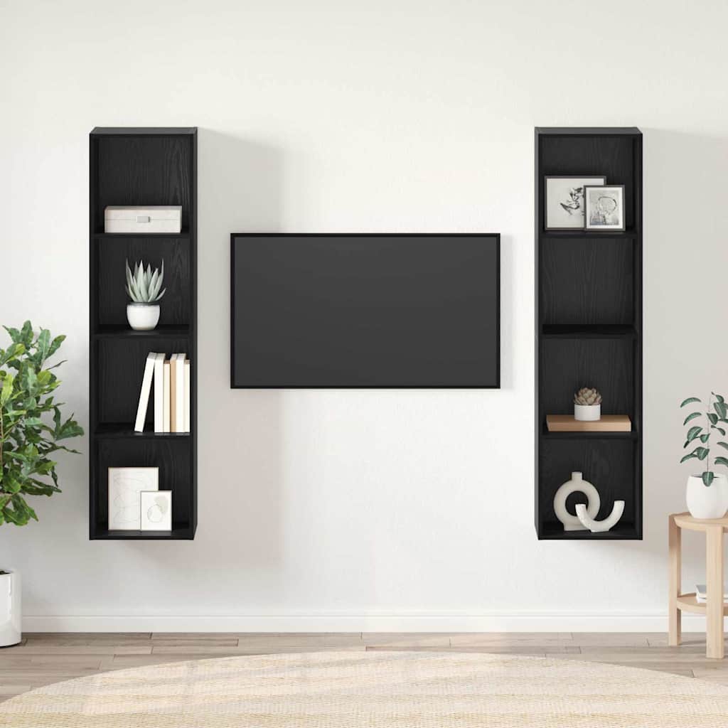 TV skapīšu komplekts 2 gab. Melns 37 x 37 x 142,5 cm