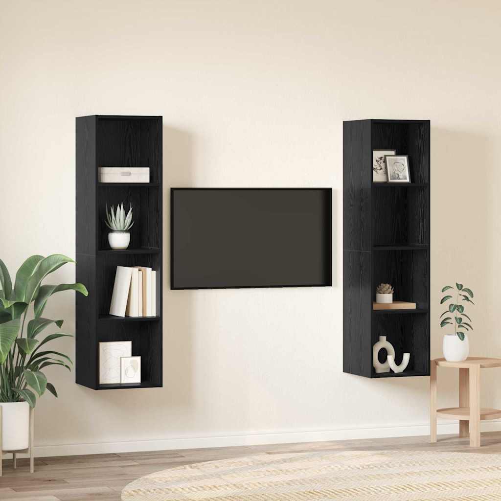 TV skapīšu komplekts 2 gab. Melns 37 x 37 x 142,5 cm