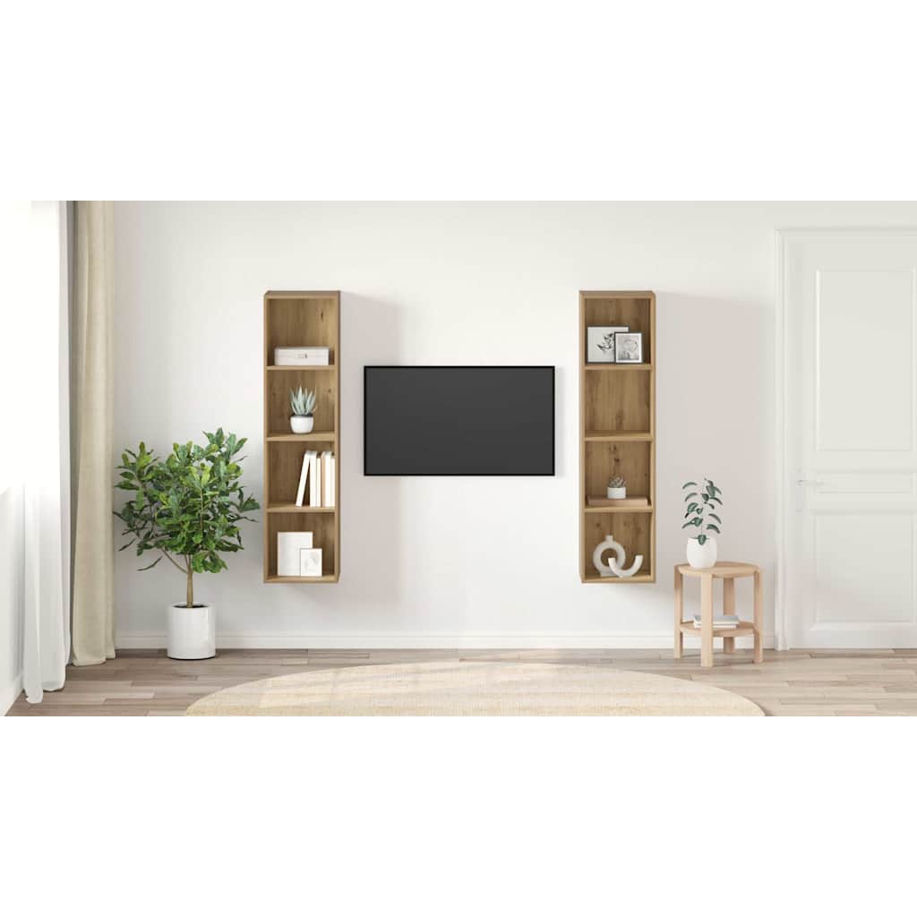 Televizora skapīšu komplekts 2 gab. Brūns 37 x 37 x 142.5 cm