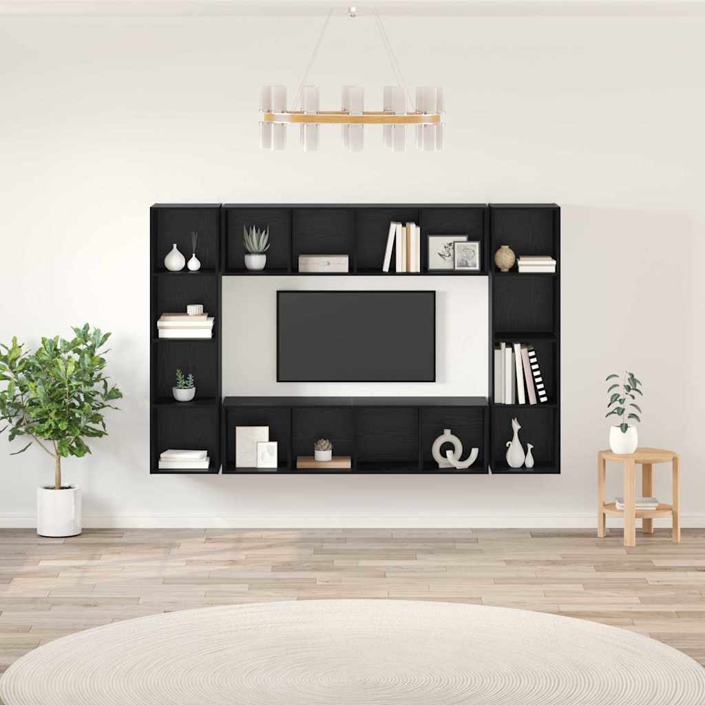 TV skapīšu komplekts 4 gab. Melns 37 x 37 x 142,5 cm
