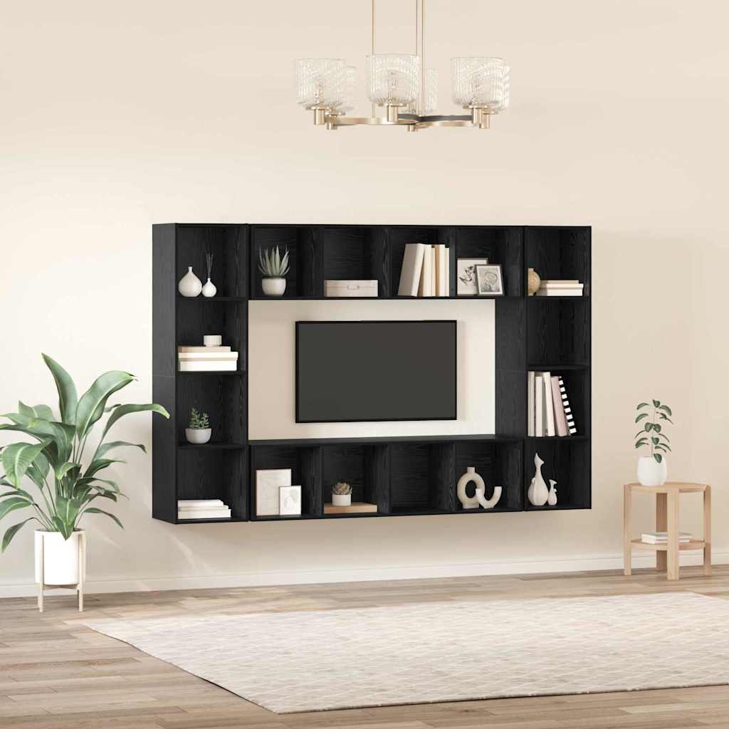 TV skapīšu komplekts 4 gab. Melns 37 x 37 x 142,5 cm