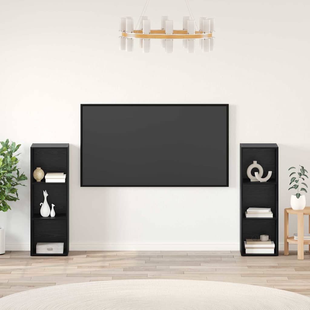 TV skapīšu komplekts 2 gab. Melns ozols 107 x 35 x 37 cm