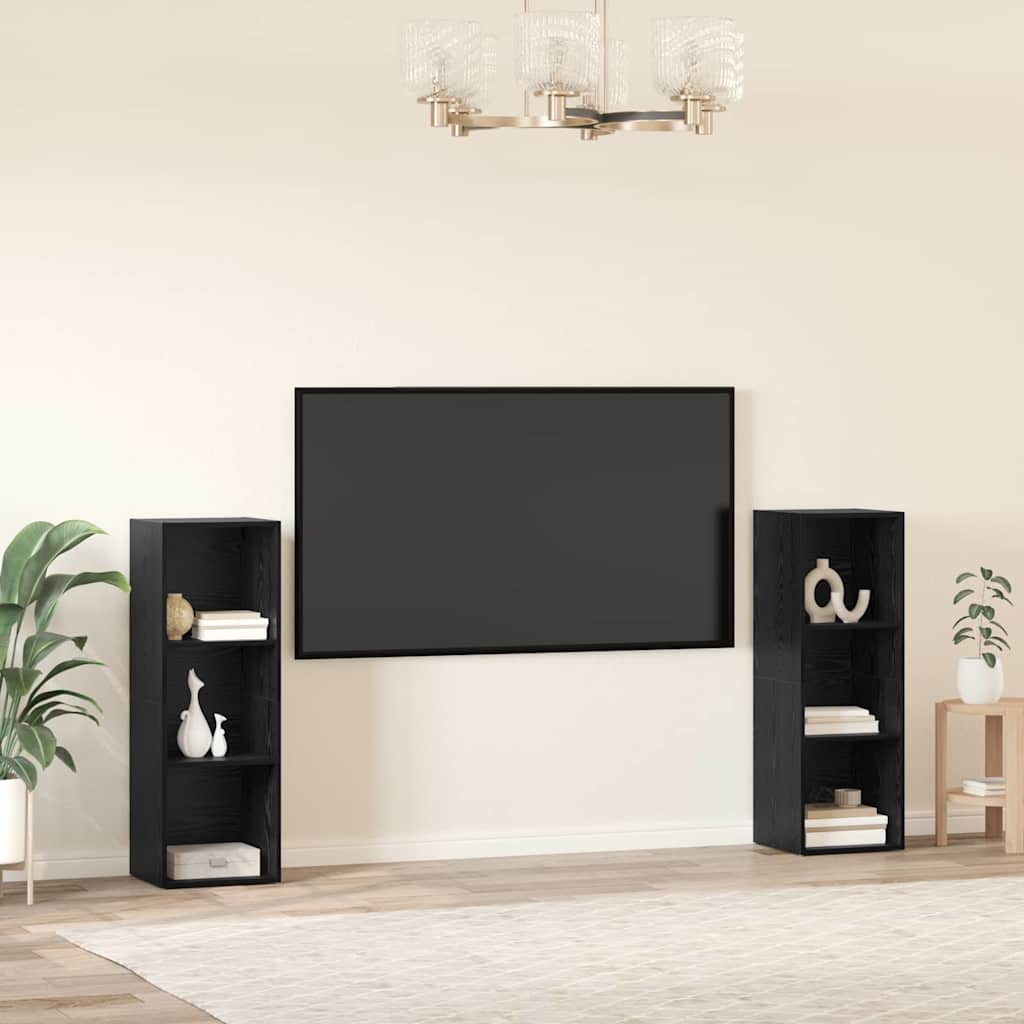 TV skapīšu komplekts 2 gab. Melns ozols 107 x 35 x 37 cm