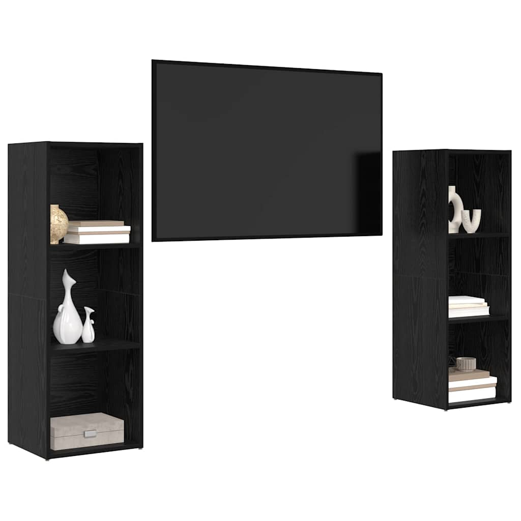 TV skapīšu komplekts 2 gab. Melns ozols 107 x 35 x 37 cm
