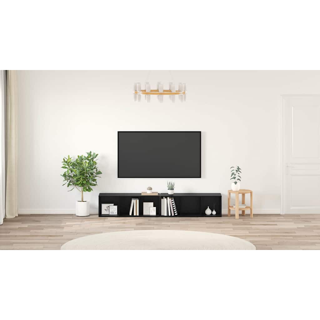 TV spintelių komplektas 2 pcs Juodas ąžuolas 37 x 35 x 107cm