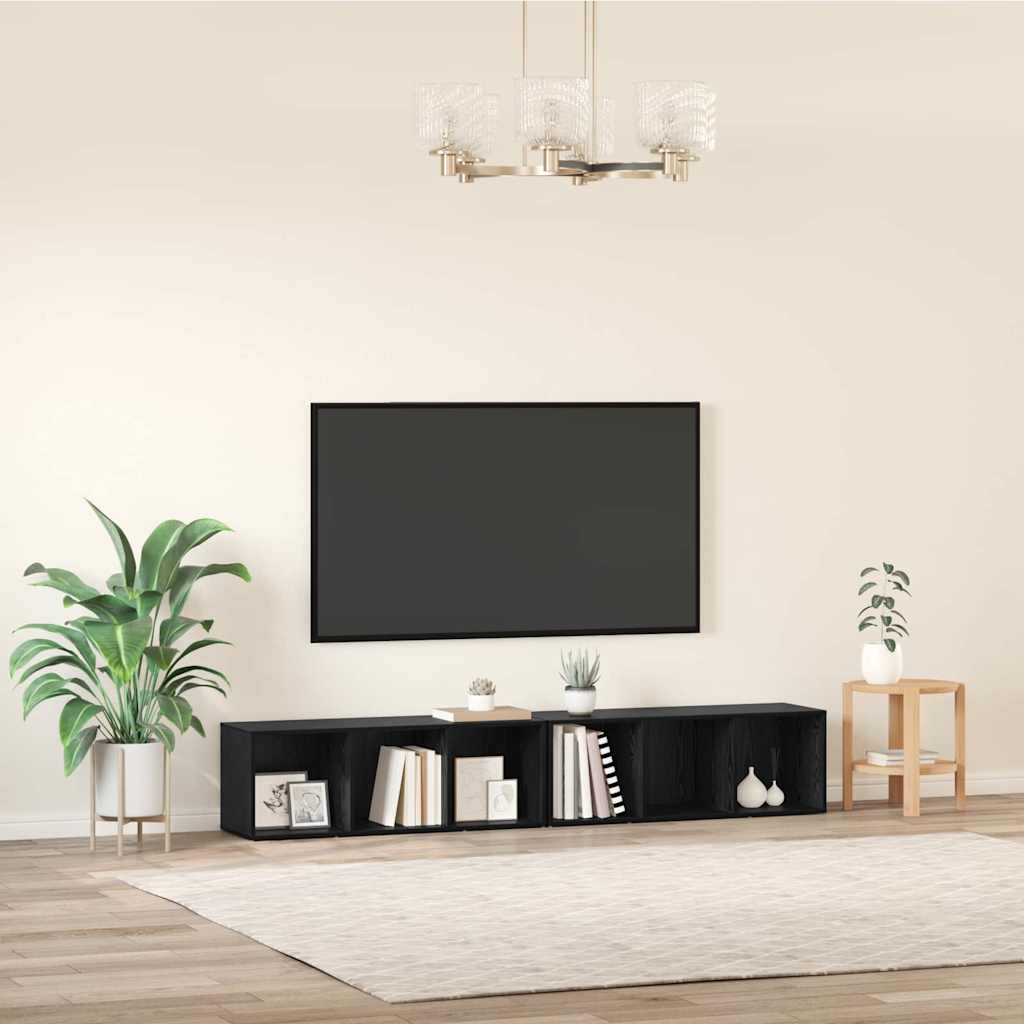TV spintelių komplektas 2 pcs Juodas ąžuolas 37 x 35 x 107cm