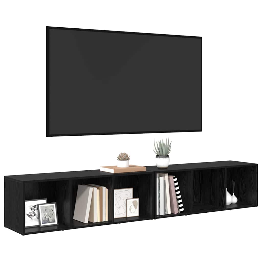 TV spintelių komplektas 2 pcs Juodas ąžuolas 37 x 35 x 107cm