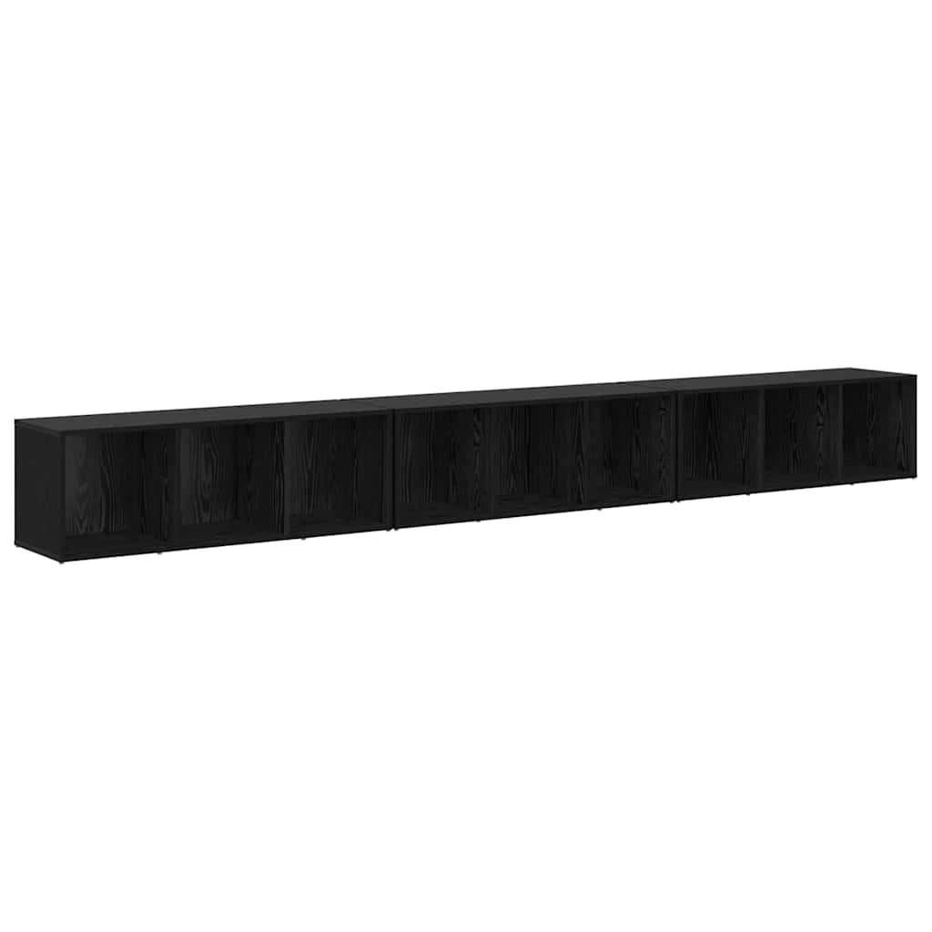 Televizoriaus spintelė 3 pcs juoda ąžuolo 37 x 35 x 107.5 cm