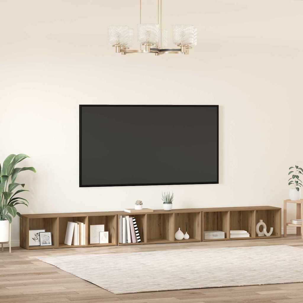 Televizoriaus spintelė 3 pcs artisano ąžuolo 37 x 35 x 107.5 cm