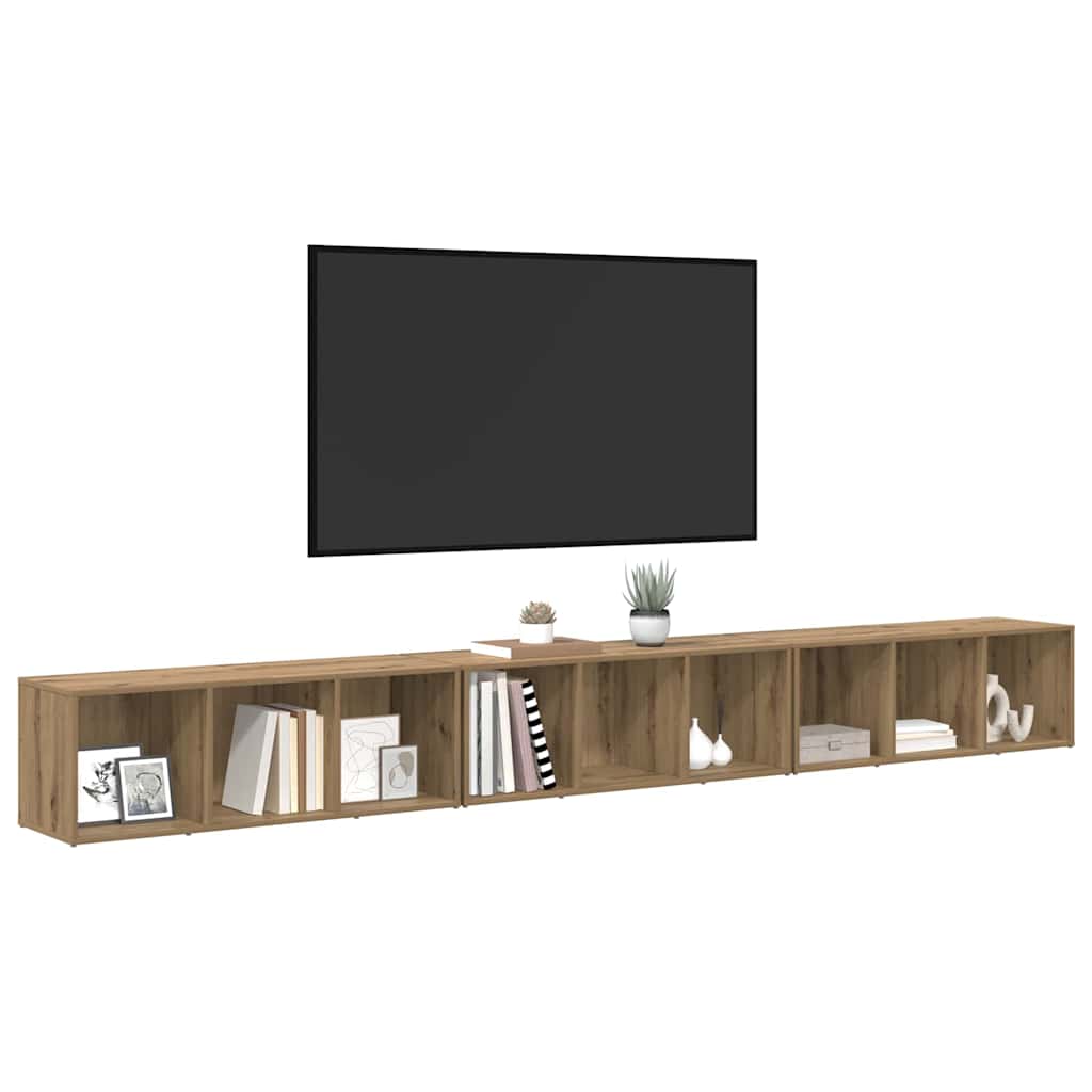 Televizoriaus spintelė 3 pcs artisano ąžuolo 37 x 35 x 107.5 cm