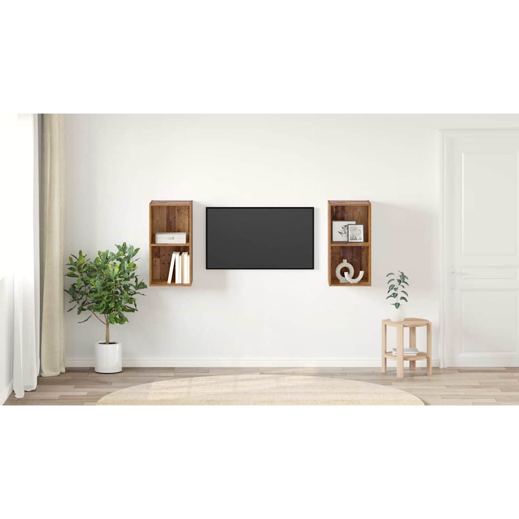 Sieninis televizoriaus stovas 2 pcs Senas medis 37 x 37 x 72 cm