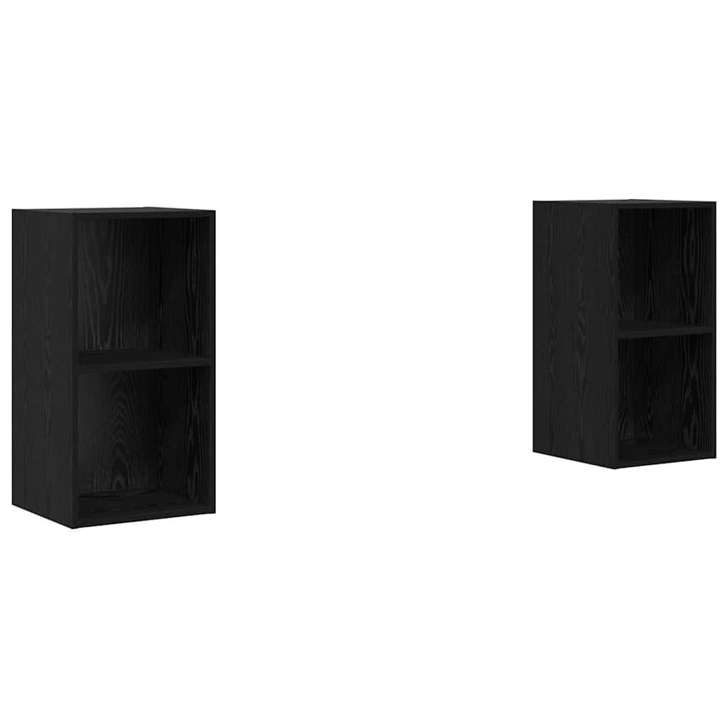 Sieninis televizoriaus stovas 2 pcs Juodas ąžuolas