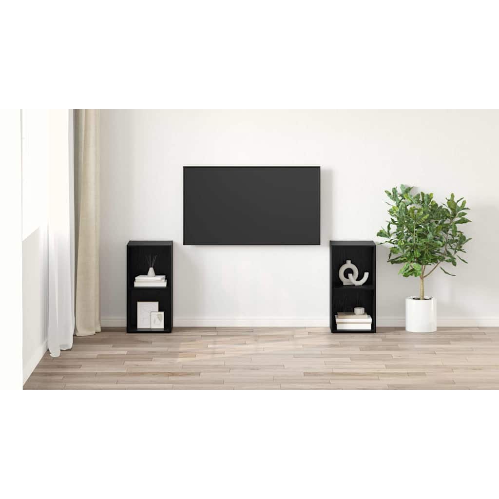 TV spintelių komplektas 2 pcs Juodas ąžuolas 72 x 35 x 36.5 cm