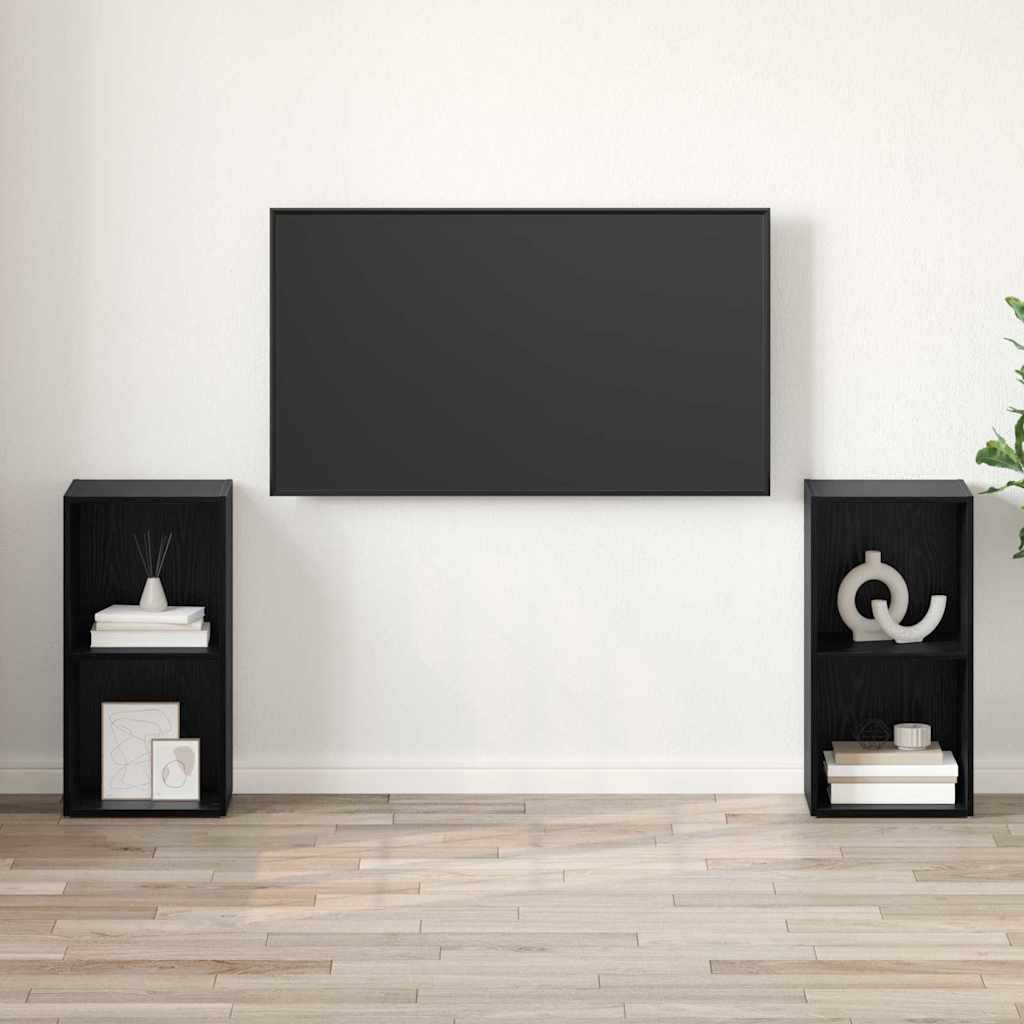 TV spintelių komplektas 2 pcs Juodas ąžuolas 72 x 35 x 36.5 cm