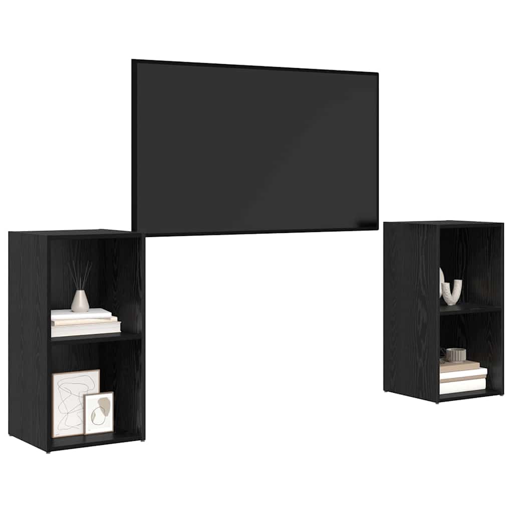 TV spintelių komplektas 2 pcs Juodas ąžuolas 72 x 35 x 36.5 cm
