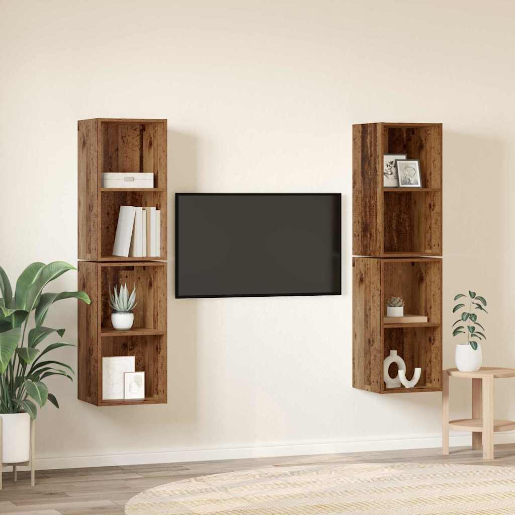 Sienas televizora statīvs 4 gab. Vecs koks 37 x 37 x 72 cm
