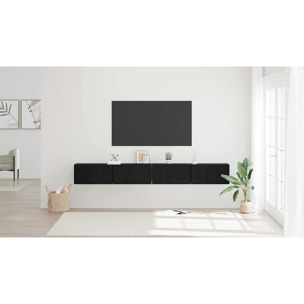 TV spintelių komplektas 4 pcs Juodas ąžuolas 60 x 30 x 30 cm