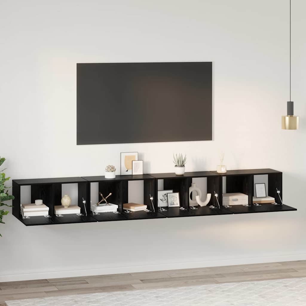 TV spintelių komplektas 4 pcs Juodas ąžuolas 60 x 30 x 30 cm