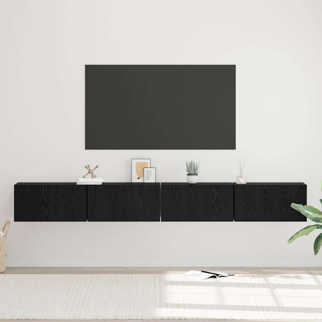 TV spintelių komplektas 4 pcs Juodas ąžuolas 60 x 30 x 30 cm