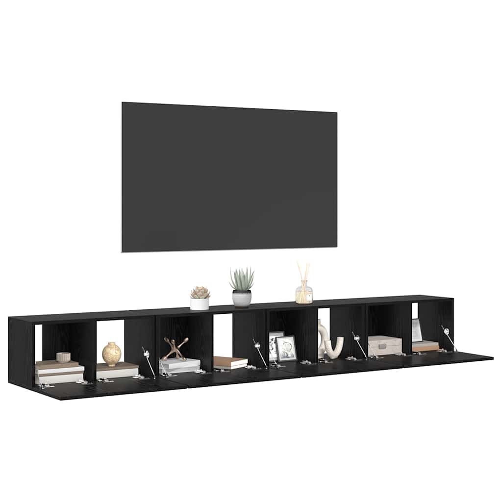 TV spintelių komplektas 4 pcs Juodas ąžuolas 60 x 30 x 30 cm