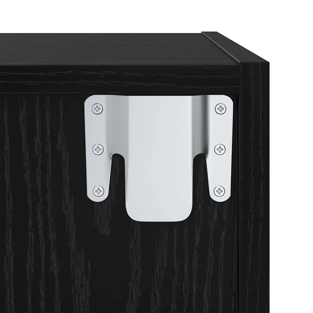 Sieniniai televizorių spintelės su lentyna 2 pcs juoda ąžuolo