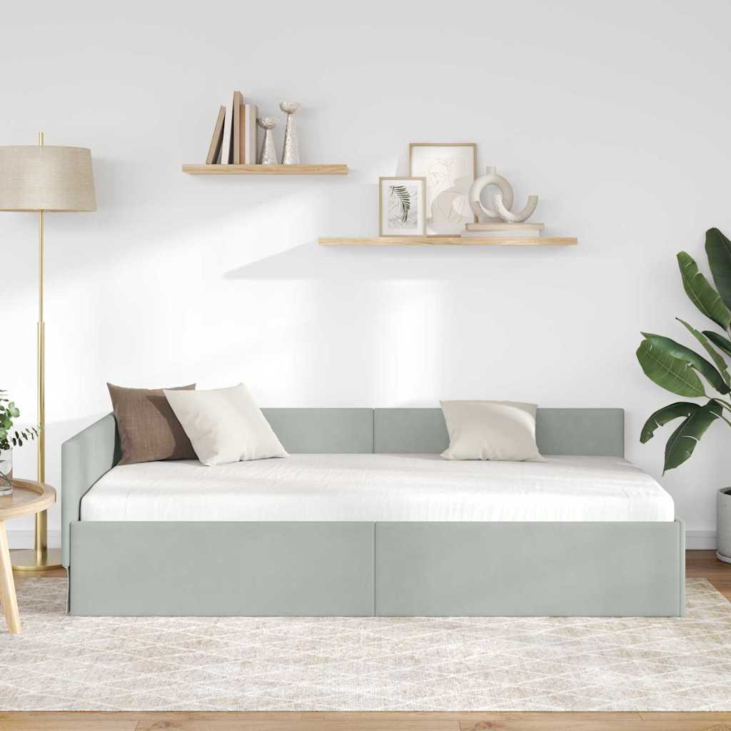 Kampinė lovos konstrukcija Kita Šviesiai pilka 80 x 200 cm