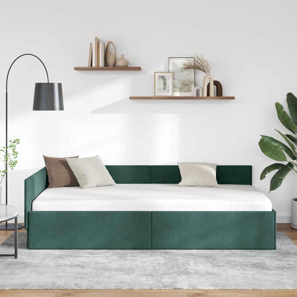 Kampinė lovos konstrukcija Kita Tamsiai žalia 80 x 200 cm