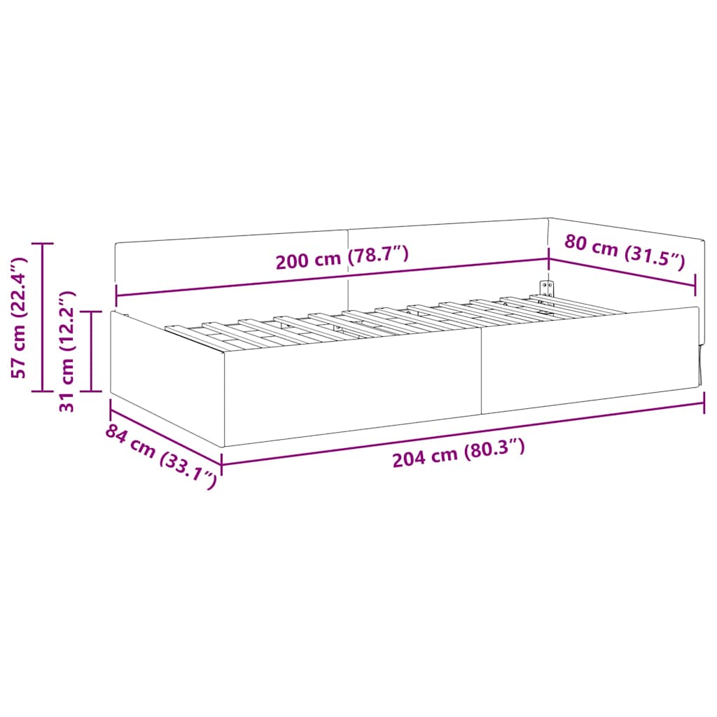 Kampinė lovos konstrukcija Kita Geltona 80 x 200 cm