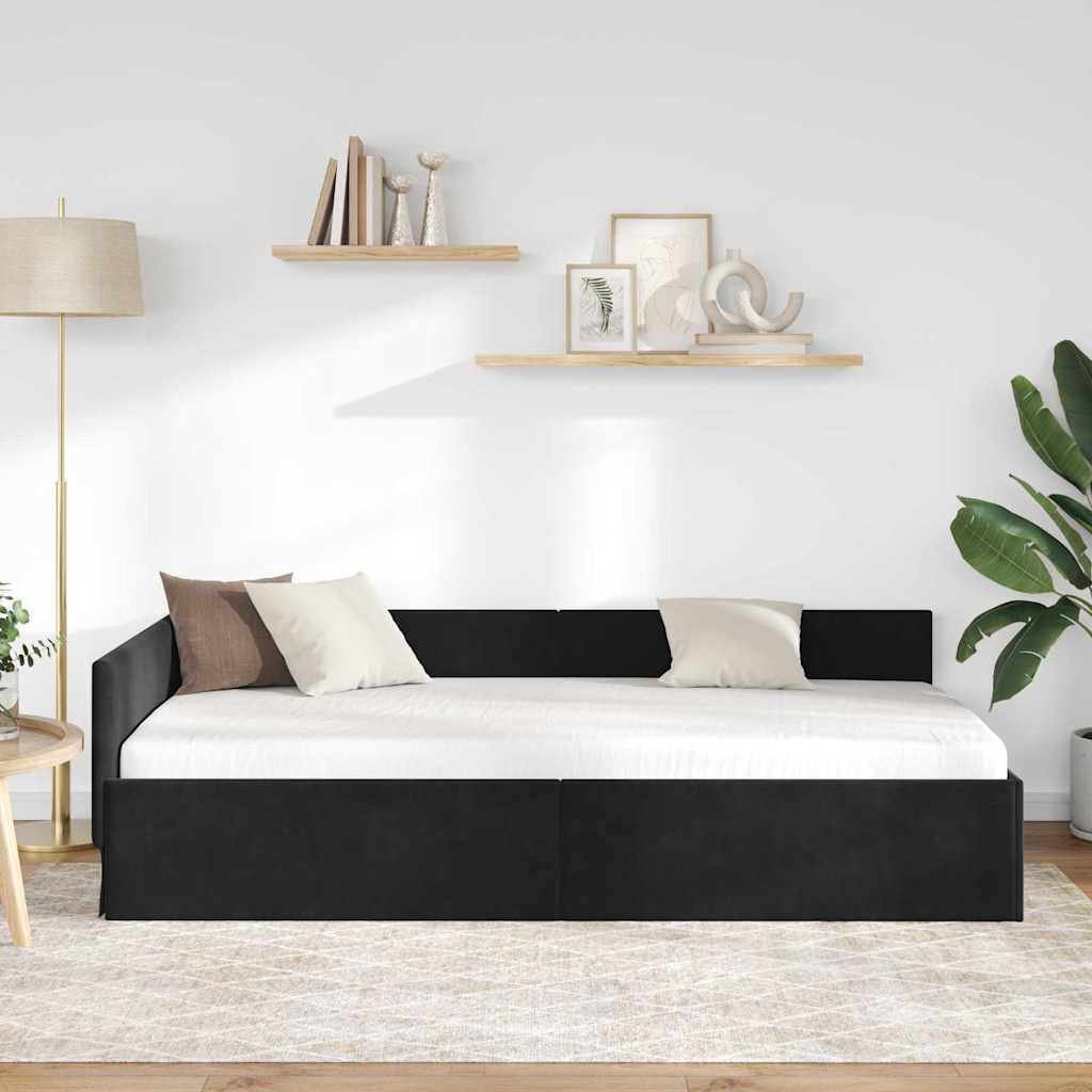 Kampinė lovos konstrukcija Kita su galvūgalio Juoda 90 x 190 cm