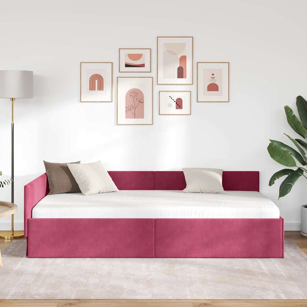 Kampinė lovos konstrukcija Kita Vyno raudonumo 90 x 200 cm