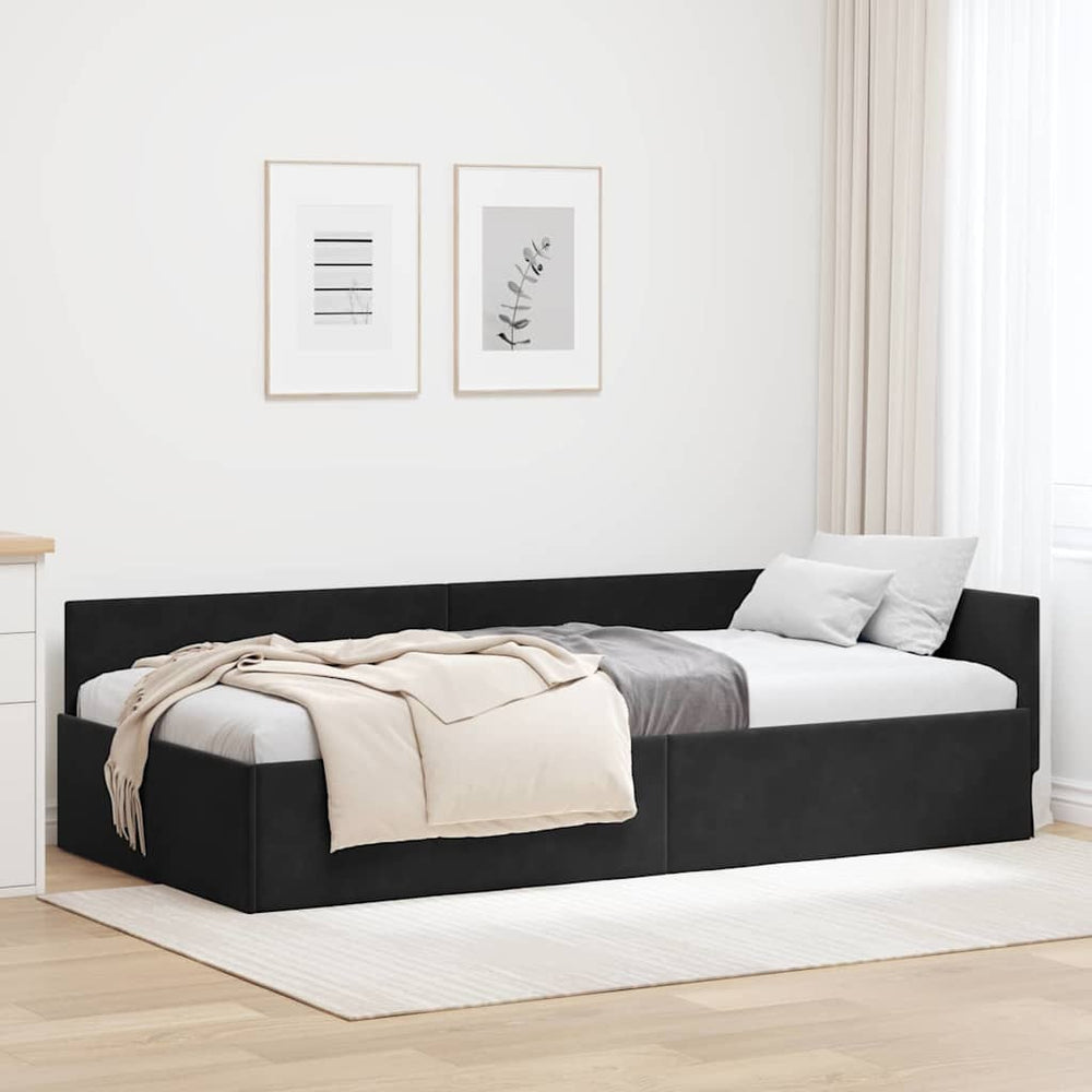 Kampinė lovos konstrukcija Kita su galvūgalio Juoda 90 x 200 cm
