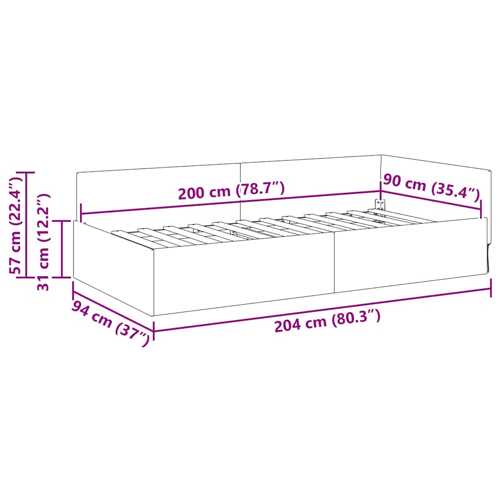 Kampinė lovos konstrukcija Kita Geltona 90 x 200 cm