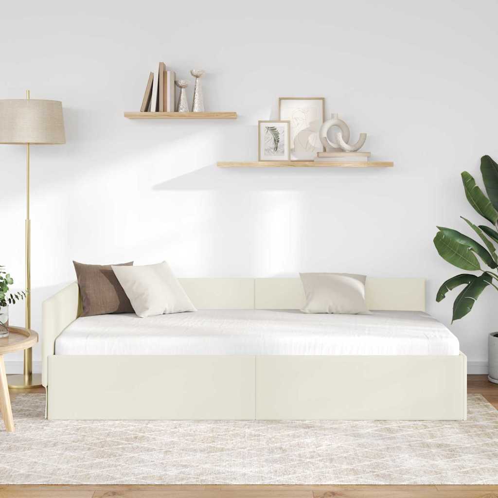 Kampinė lovos konstrukcija Kita Kreminė 90 x 200 cm