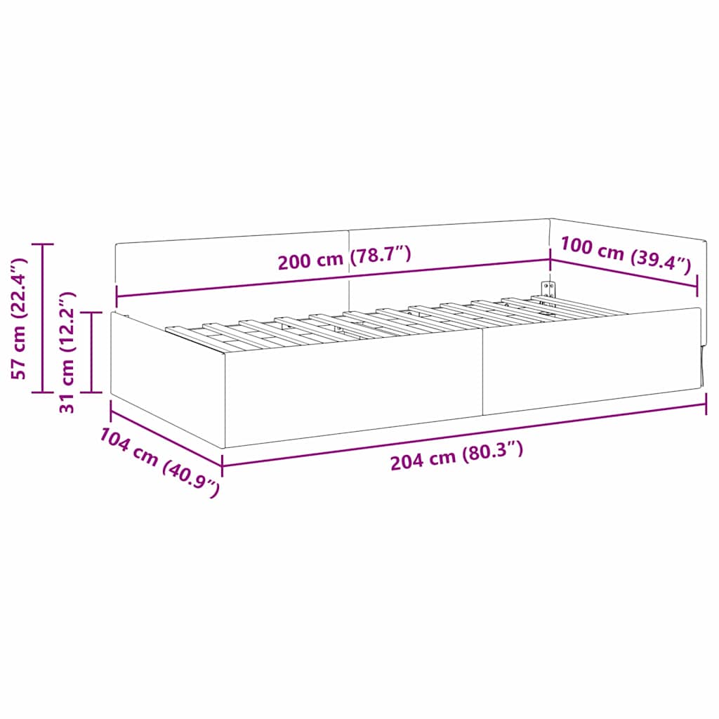 Kampinė lovos konstrukcija Kita Juoda 100 x 200 cm