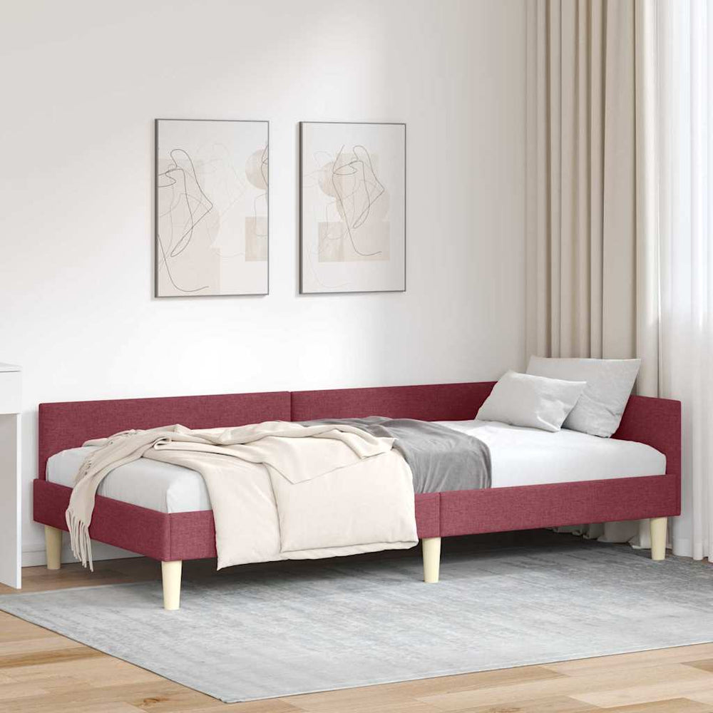 Kampinė lovos konstrukcija Kita Vyno raudonumo 80 x 200 cm