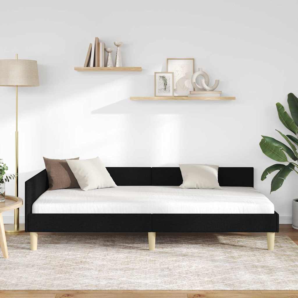 Kampinė lovos konstrukcija Kita su galvūgalio Juoda 90 x 190 cm