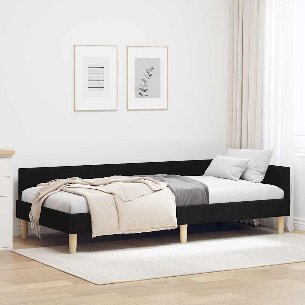Kampinė lovos konstrukcija Kita su galvūgalio Juoda 90 x 200 cm