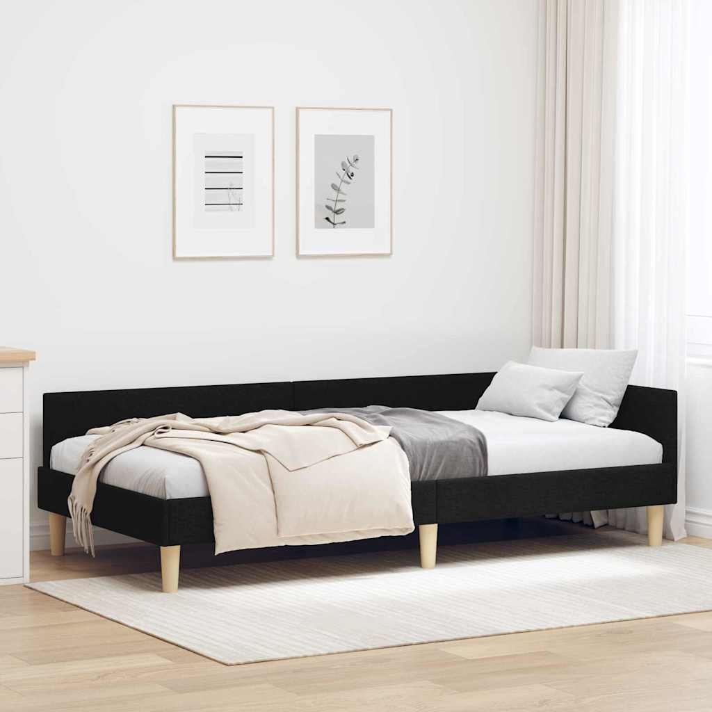 Kampinė lovos konstrukcija Kita su galvūgalio Juoda 90 x 200 cm