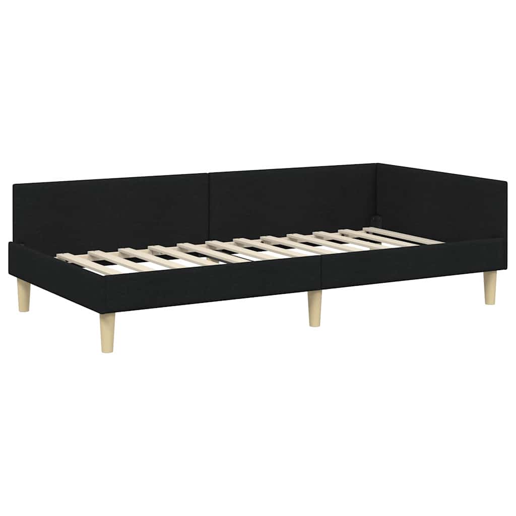 Kampinė lovos konstrukcija Kita su galvūgalio Juoda 90 x 200 cm